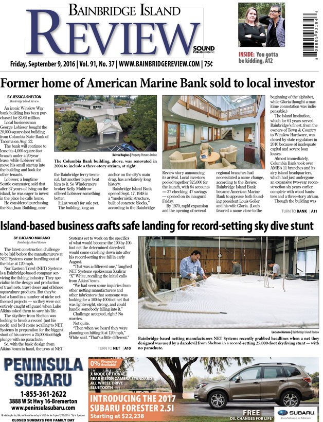 Front page of the Bainbridge Review for Sept. 9
