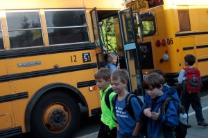 Students arrive for school at Captain Johnston Blakely Elementary.