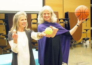 Facilitators Karolynn Flynn and Kathie McCarthy spoke before a crowd of more than 100 parents of island tweens earlier this month in the kickoff event of “Parenting Right in the Middle.”