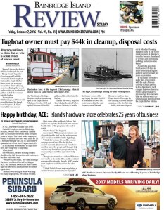 Front page of the Bainbridge Review for Friday