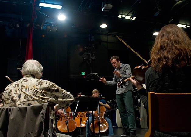 Conductor Wesley Schulz leads the Bainbridge Symphony Orchestra.