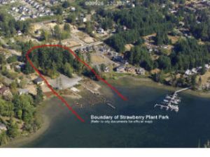 Aerial view of the property from a 2000 photo. Boundary lines are not official in illustration.