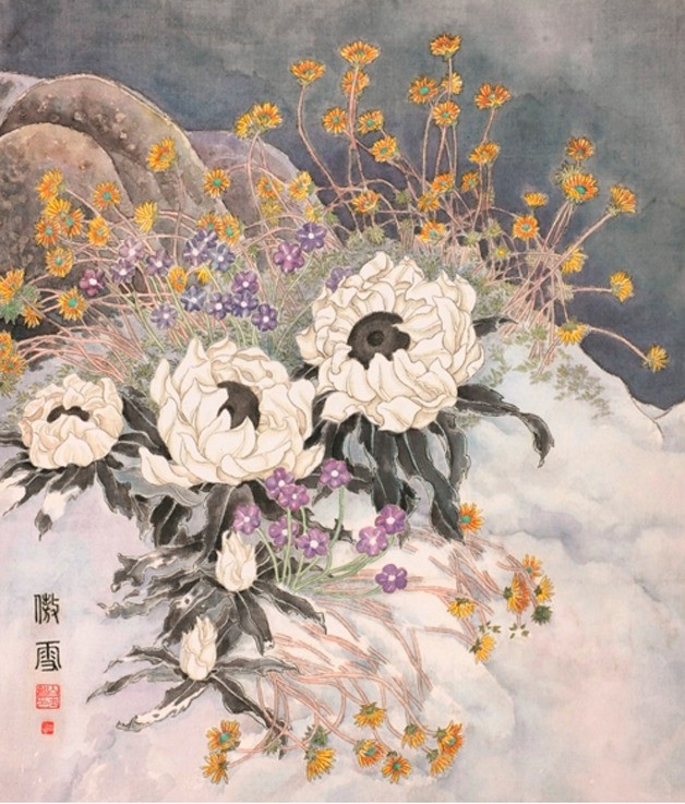 “Snow Lotus” by painter and Bloedel Reserve artist-in-residence Yuzhi Bai.