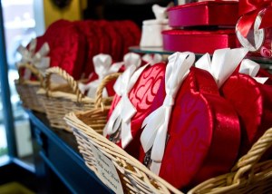 A festive display at Bon Bon Confections in downtown Winslow offers shoppers a variety of holiday gift options
