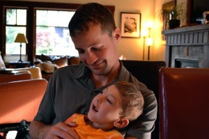 Kelsey Marshall with his son Owen.