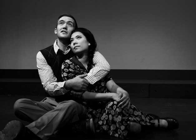 Craig Peterson is Ishmael Chambers and Ruth Yeo-Peterman is Hatsue Miyamoto in the BPA production of “Snow Falling on Cedars.”