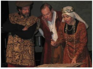 Above: Matty (Lynda Sue Welch) plots strategy with her generals