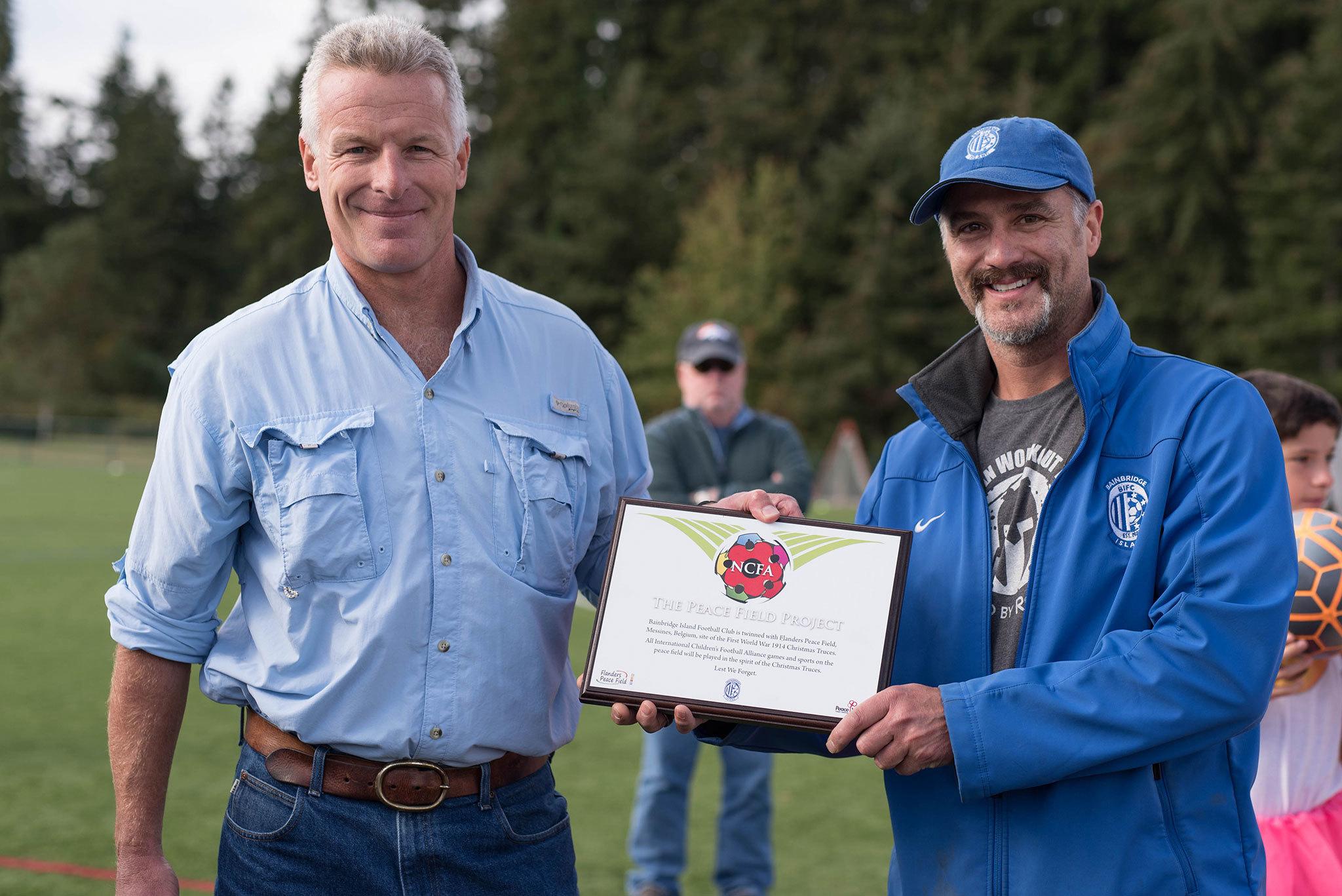 Bainbridge Island Football Club awarded historic Peace Field plaque