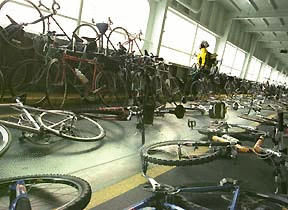 Amid hundreds of bicycles