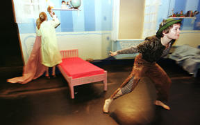 Next stop Neverland: Vanessa Williams-Hall as Wendy and Rain Ross as Peter Pan prepare to blast off in the BPA production.