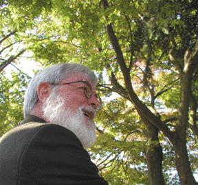 Bob Conoley enjoys the colorful maple at Ericksen/Winslow.