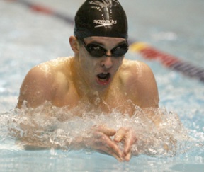 Austin Hallett during the butterfly performance of the 200 IM. He finished second with an All-American consideration time of 1:56.75.