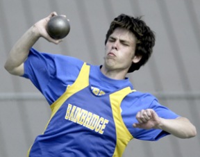 Spartan Sam Gaspich heaved the shotput 24 feet 7 inches