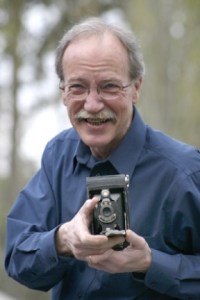 Alan Francescutti displays a Kodak No. 2 Folding Cartridge HawkEye with a patent date of 1917