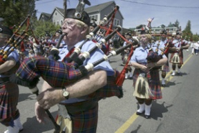 Bagpipers carry the tune in last year’s Grand Old Fourth parade.