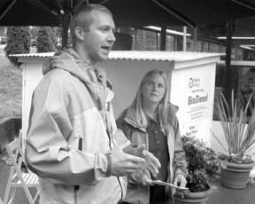 Nick Rohrbach and Morgan Roose at their new fuel station on Olympic Drive.