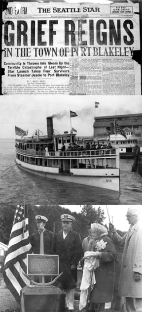 (Top:) The Seattle Star newspaper put out extra editions with banner headlines announcing the tragedy.