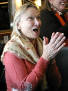 Incumbent Darlene Kordonowy reacts to early election returns that showed her with 61 percent of the vote Tuesday evening