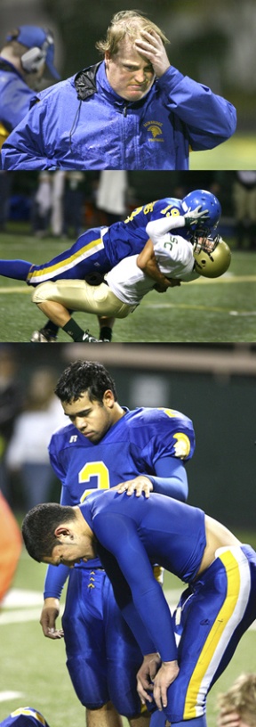 (Top): Spartan coach Andy Grimm (left) ponders his next move during the back-and-forth contest against Shorecrest.