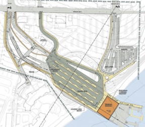 One of three preliminary design plans for the Winslow ferry terminal presented at a public meeting on Saturday.