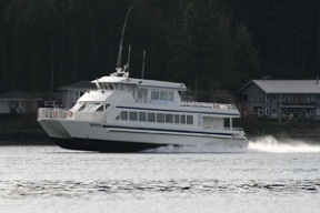 A prototype vessel plies Rich Passage in a 2005 wake test.
