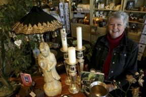 Owner Linda Allen with some of Fox Paw’s ever-exotic wares.