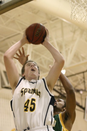 Spartan Coby Gibler eyes the hoop.