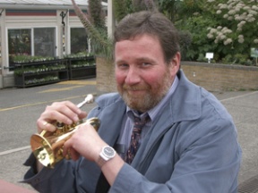 A cornet player in the Hometown Band