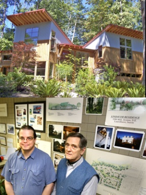 (Top) The award winning house on the south end of the Island is nestled in a valley.