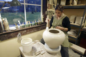 Jenny Andersen at work in her south-end studio.