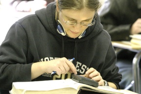 Senior Ariel Smith tackles a math test Tuesday at Bainbridge High School.