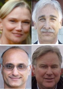 (Clockwise from upper left) Incumbent Mayor Darlene Kordonowy and challengers Will Peddy