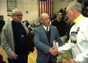 Tom Paski is greeted by well-wishers in February 2003
