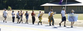 Peace demonstrators head up the highway en route to Bangor