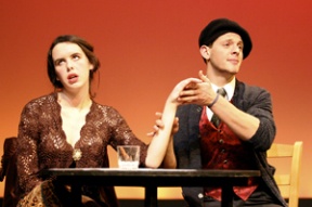 Suzanne (Rose Mackey) is less than impressed with the come-on of Picasso (Brandon Belieu) in the BPA production of "Picasso at the Lapin Agile