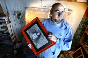 Michael Pontieri in the studio of his west Bainbridge home.