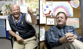 (left) Glen Robbins has been principal at Ordway since 2002. Mentor and friend Bruce Colley (right) was his predecessor.