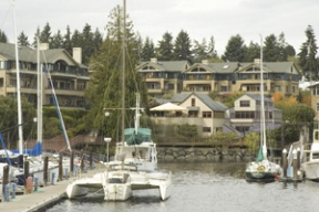 An architect’s rendition shows the proposed pub addition (to the right of the current building) as viewed from Eagle Harbor