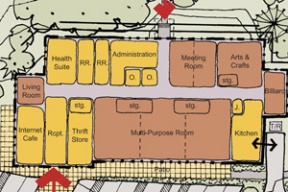 Option one for the new senior center. Unlike the other two options