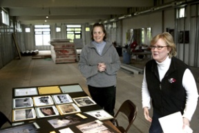 Park employee Jean Welch (left) and volunteer Bernadette Stephen-McRae are delighted with progress at Battle Point Park’s transmitter building