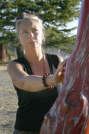 Diana Liljelund surveys damage to “The Immigrant