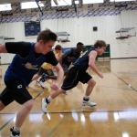 Luciano Marano | Bainbridge Island Review                                The Bainbridge High School boys varsity basketball team runs speed drills during a recent practice session. The Spartans play their first game of the season at home Friday, Dec. 2.