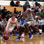 Luciano Marano | Bainbridge Island Review                                Spartan senior Lyle Terry looks for a gap in Tuesday night&rsquo;s game against Nathan Hale.