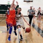 Luciano Marano | Bainbridge Island Review                                Spartan freshman Olivia Wikstrom dashes down court during Wednesday night&rsquo;s home game against Rainier Beach.