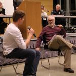 Ben Green (Left) and Michael Dorsey (Right) act out a skit to demonstrate how parents can talk to their kids about drug use.