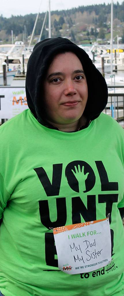 Alicia Chubb marches for her dad and sister, who have MS. This is her fifth year as a volunteer. (Terryl Asla/Kitsap News Group)