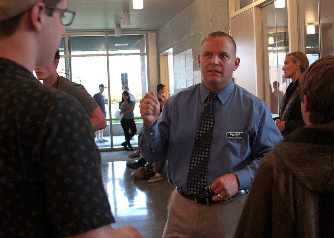 Luciano Marano | Bainbridge Island Review &mdash; Bainbridge High School principal Duane Fish will be leaving his post as principal to take a new job as principal at Arlington High School. His last day is June 30.
