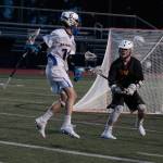 Luciano Marano | Bainbridge Island Review &mdash; Bainbridge&rsquo;s Nate Constan looks for an opening near the net during Tuesday&rsquo;s home match against Lakeside.