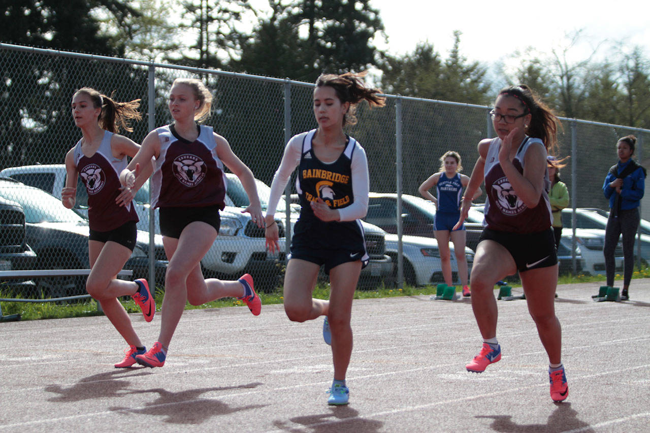 Luciano Marano | Bainbridge Island Review - The Spartans were head and shoulders ahead of their guests at a recent home track meet, which saw athletes from Seattle Preparatory, O&rsquo;Dea and Holy Names Academy gather on the Rock Wednesday, April 12.