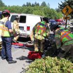 Bicyclist hurt in crash with van on High School Road